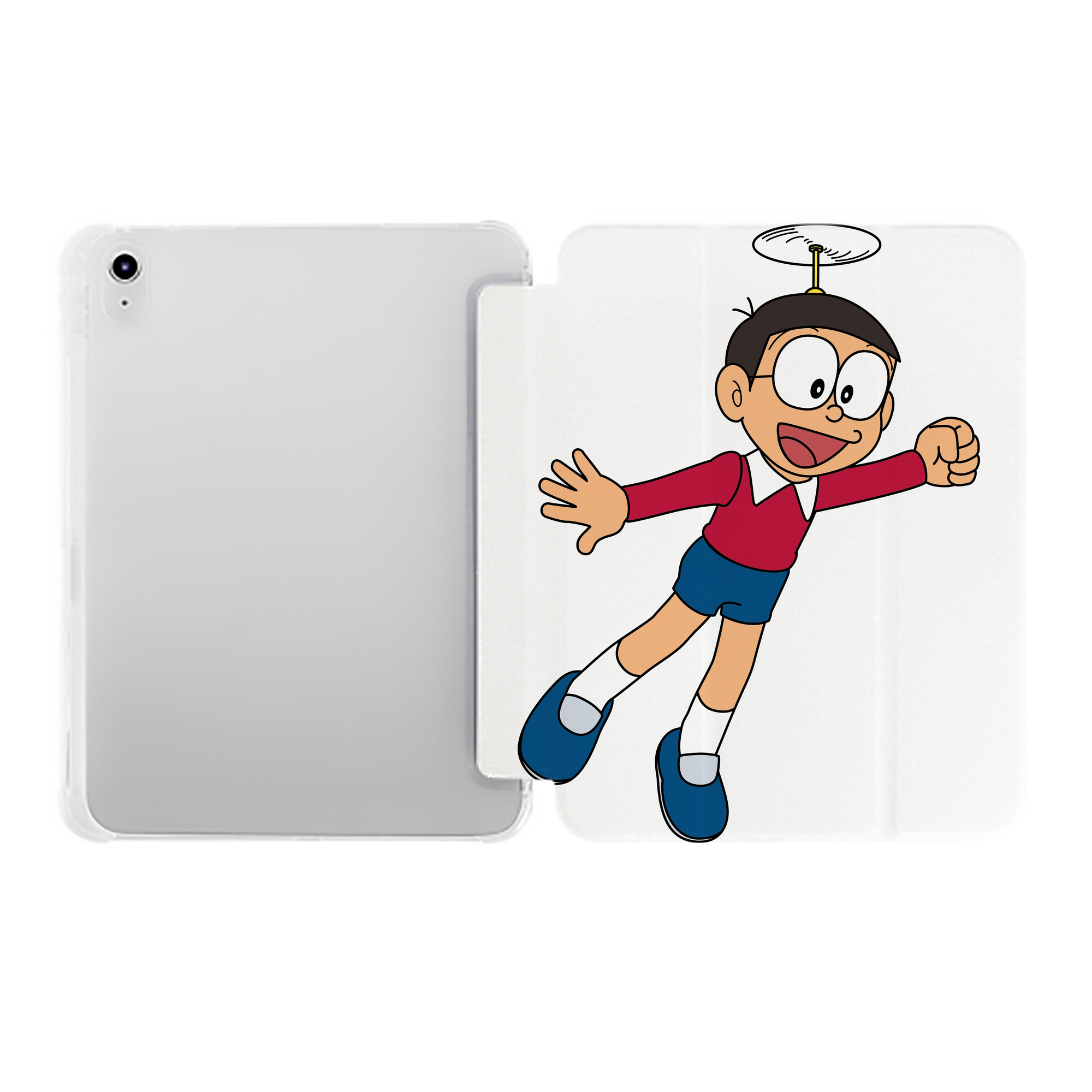 （画像用） ドラえもん 野比 のび太 Doraemon Nobita Nobi IPad ケース ペン収納付き 三つ折りスタンド PUレザー×シリコン 対応機種9.5/10.5/10.9インチ
